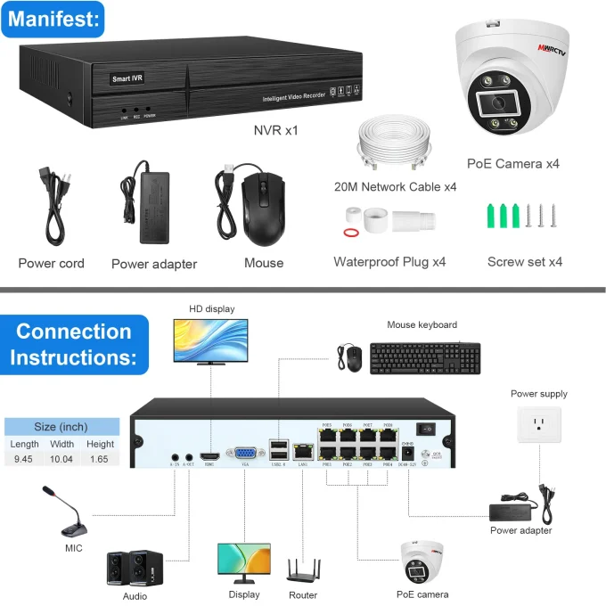 4K Security Camera System,4pcs Wired 4MP PoE Camera(NO HDD) - Image 7