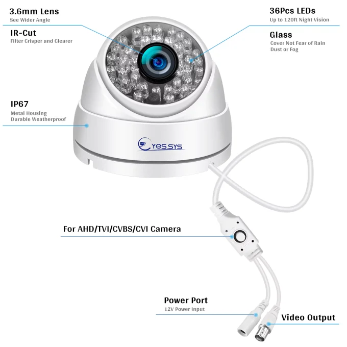 48LED Analog Camera HD AHD TVI CVI CVBS Security 2MP 1080P Camera-22025 - Image 2