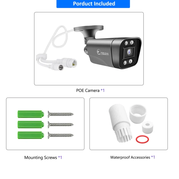 Eyes.sys ColorVu Audio 2.8mm Wide Angle 8MP 4K POE Bullet CCTV Camera-22115 - Image 6