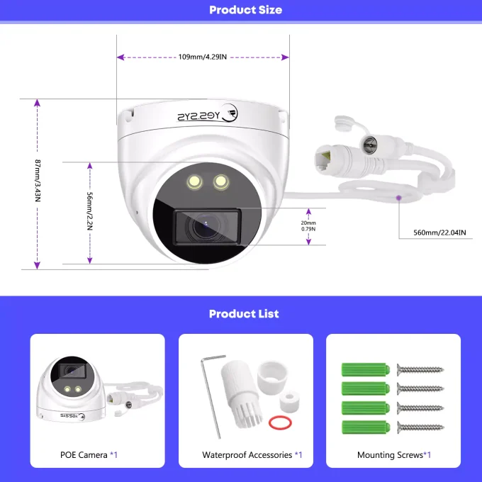 Eyes.sys 4MP 3.6mm 2-way Audio PoE Camera Face Detection Night Vision-22165 - Image 6