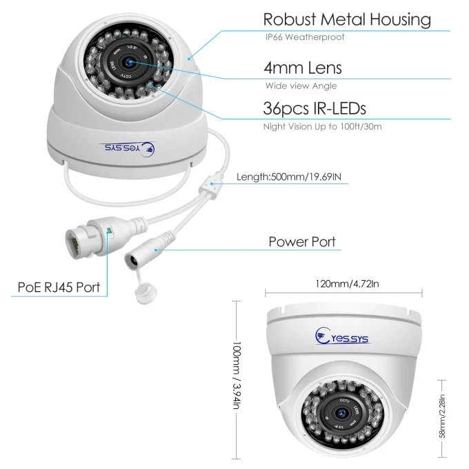 Eyes.sys 8MP/5MP POE Security IP Camera IR Dome Camera Outdoor-22205 - Image 5