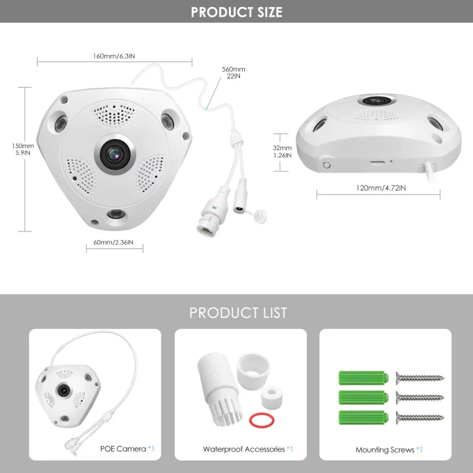 Eyes.sys 8MP/5MP PoE Fisheye Camera 360° Panoramic Lens-22211 - Image 5