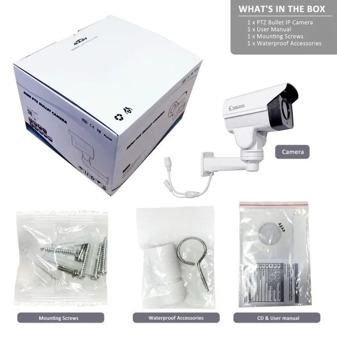 10x Zoom POE PTZ 5MP Bullet Camera Hikvision Compatible Support TF Card record-22079 - Image 3