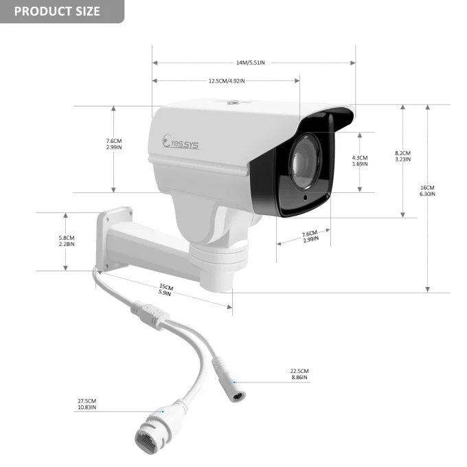 10x Zoom POE PTZ 5MP Bullet Camera Hikvision Compatible Support TF Card record-22079 - Image 5
