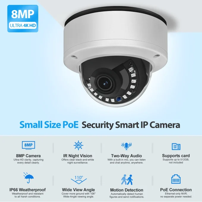 4K POE IP Camera Outdoor With SD Slot-MN837-PS - Image 2