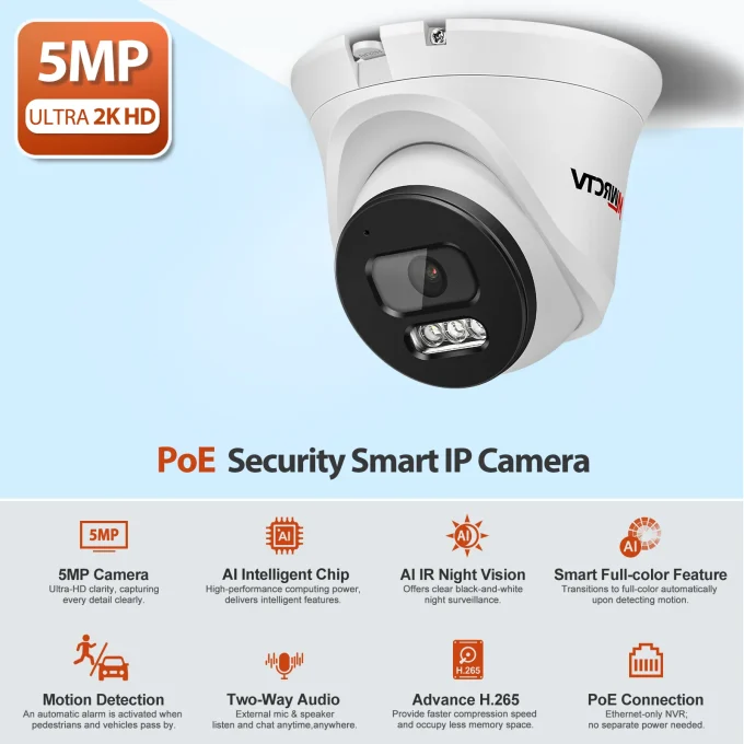 5MP POE Security Camera Outdoor with Card Slot-MN557-PS - Image 2