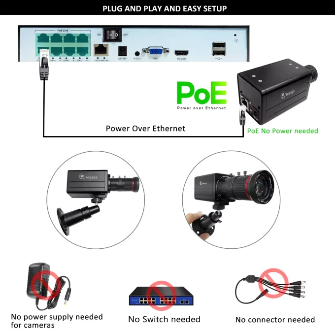 POE 5MP/8MP 4K 5-50mm Zoom Lens BOX Audio Camera Hikvision NVR Compatible-22175 - Image 3